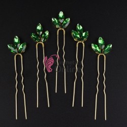 Ac metalic pentru par ACM030CC Auriu cu cristale din sticla Emerald